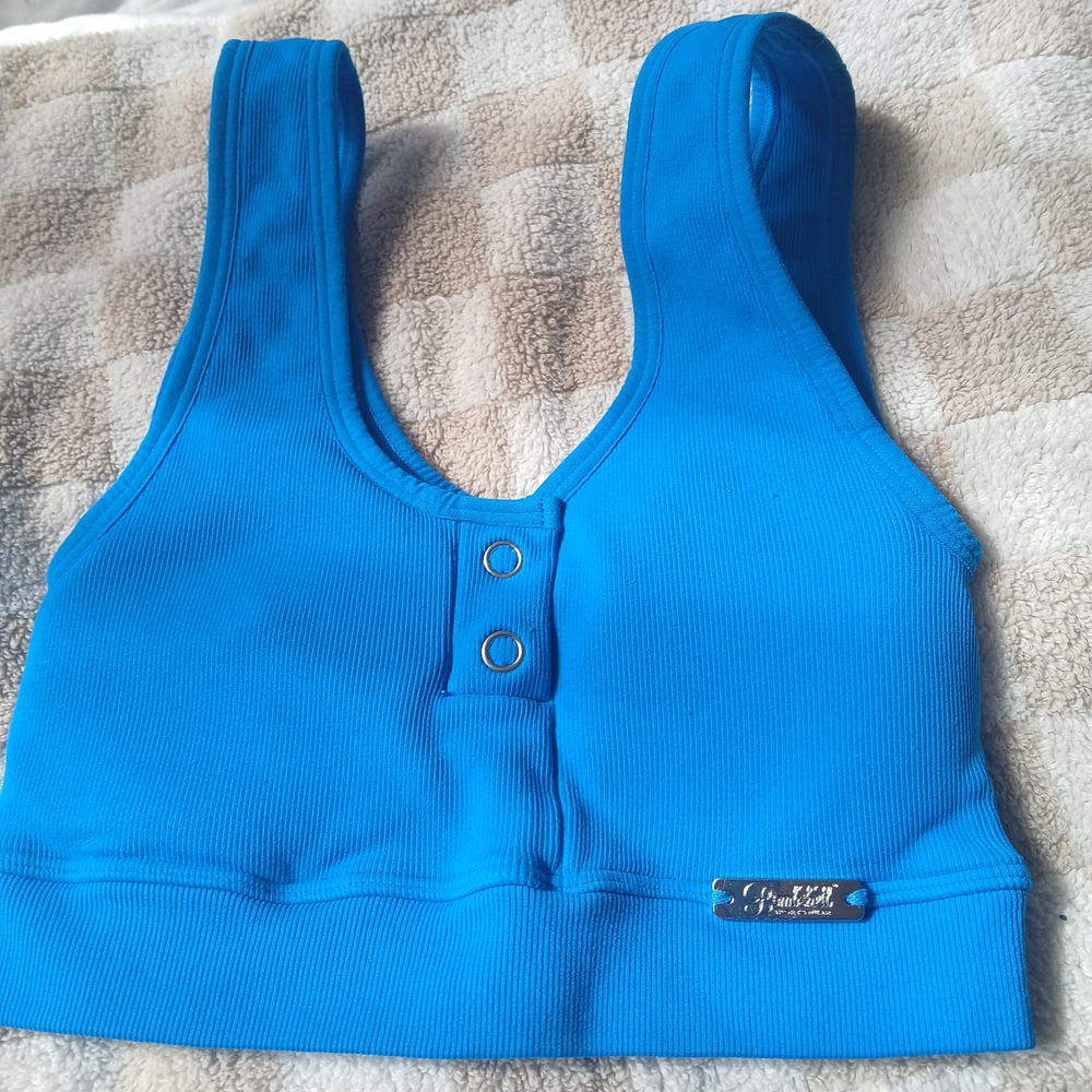 Bombshell Sportswear Bright Blue Ribbed Sports Bra